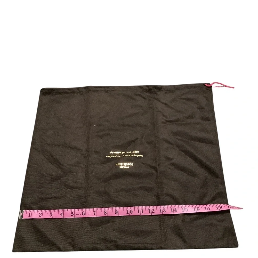 kate spade black dust pouch with pink drawstring